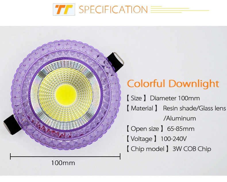 LED Colorful downlight COB AC100-230V 3W 5W 7W 9W 110V 220V led ceiling downlight rainbow RGB lamp ceiling spot light Magic color