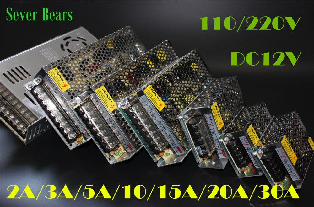 Switch Power Supply Adapter Transformer AC110V-240V to DC12V Adapter For LED Strips Light D100 DC12V 1.25A 2A 5A 10A 15A 20A 30A