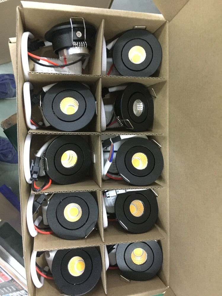 LED 10PCS 50cm 2 inch 3W LED Ceiling Spot Lights Recessed COB Mini LED Downlights DC12/24V Indoor Cabinet Lamp