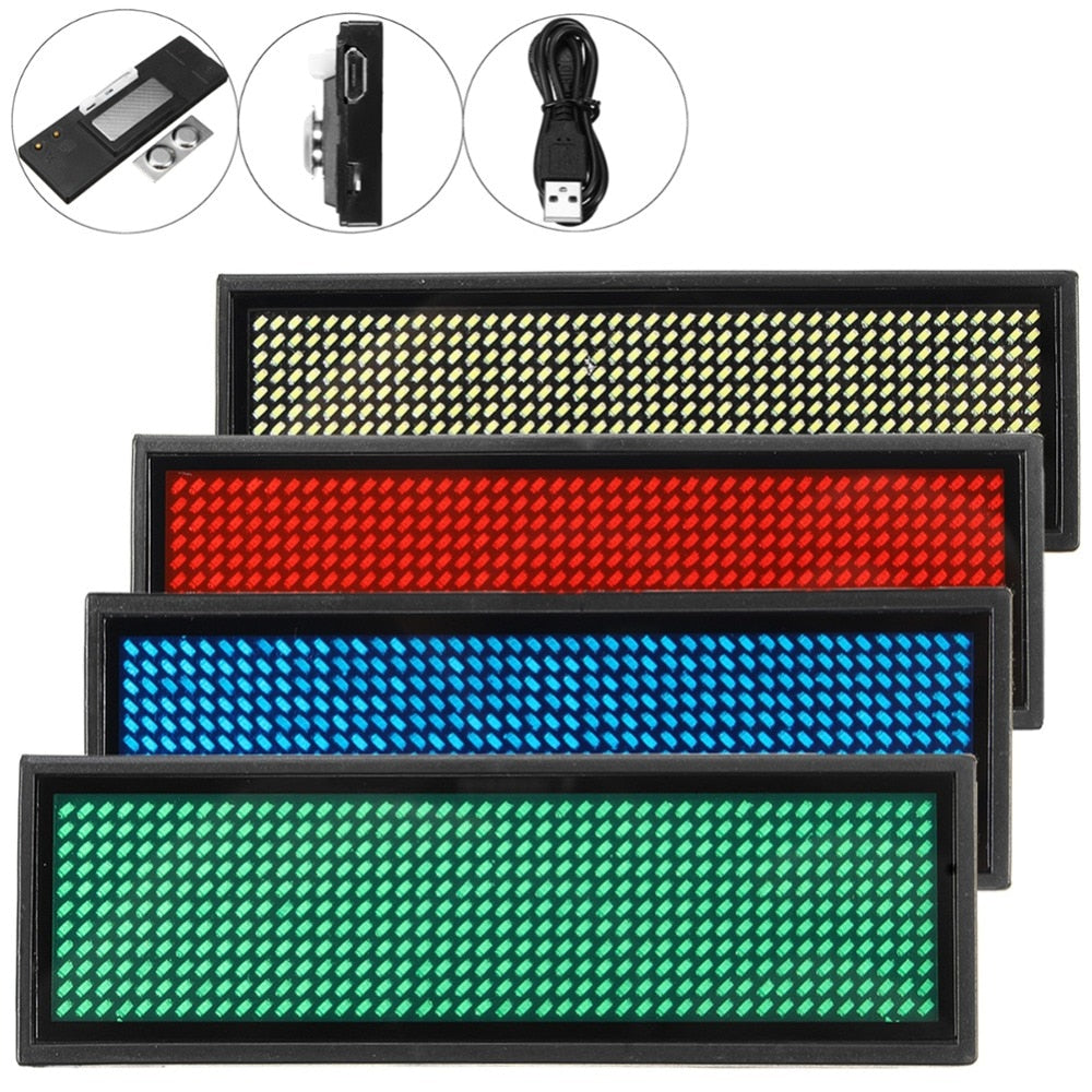 Rechargeable LED Name Tag Mini LED Digital Programmable Rechargeable Scrolling Message Tag Badge Sign For Festival Event