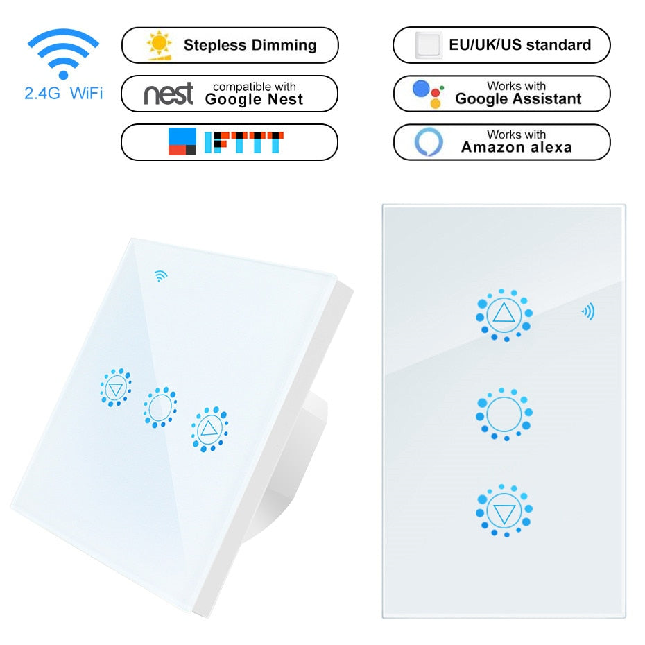 Smart Remote Touch Screen Sensor Switch LED Dimmer Switch Wall Touch Dimmable Glass Control Panel Module EU/UK/US Standard