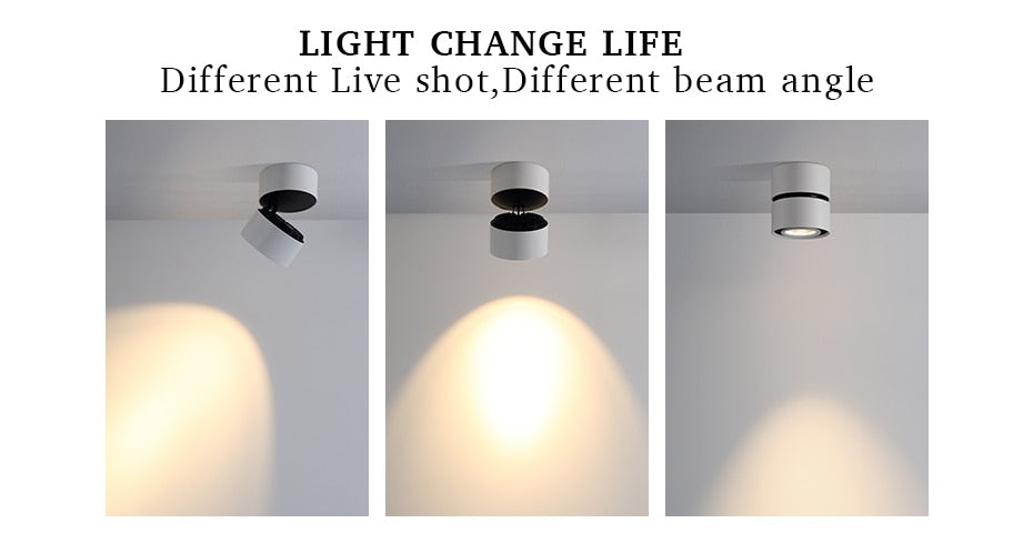 Led Downlight 360 Degrees Rotatable Surface Mounted Downlight 15W LED Ceiling Spot Light Indoor Living room Foyer Spot Lamp