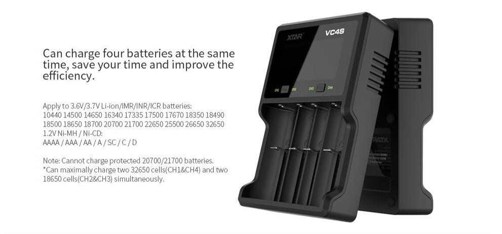 NEW XTAR VC2 VC2S VC4 VC4S Colorful VA LCD Screen Micro-USB powered portable apply to 3.6V/3.7V Li-ion/IMR/INR/ICR 18650 26650