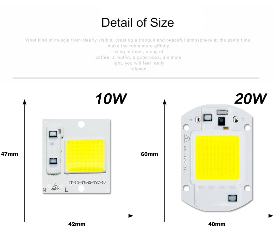 LED COB Lamp 10W 20W 30W 50W Real AC 220V 230V IP65 Smart IC DIY LED Bulb Flood Light Spotlight For Projectors Driver Light