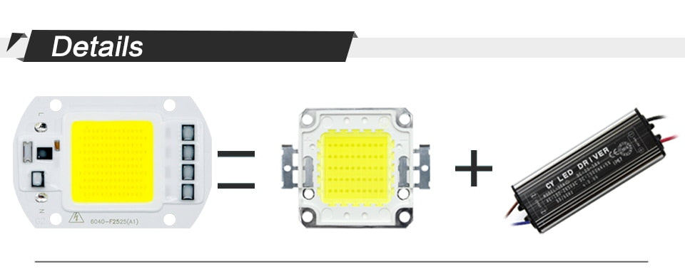 LED COB Lamp 10W 20W 30W 50W Real AC 220V 230V IP65 Smart IC DIY LED Bulb Flood Light Spotlight For Projectors Driver Light