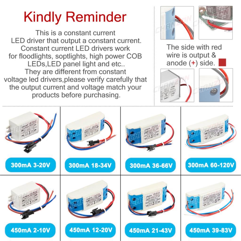 Constant Current External LED Driver 1W 3W 5W 10W 20W 36W 50W 300mA 450mA 600mA 900mA 1500mA Isolation Lighting Transformer