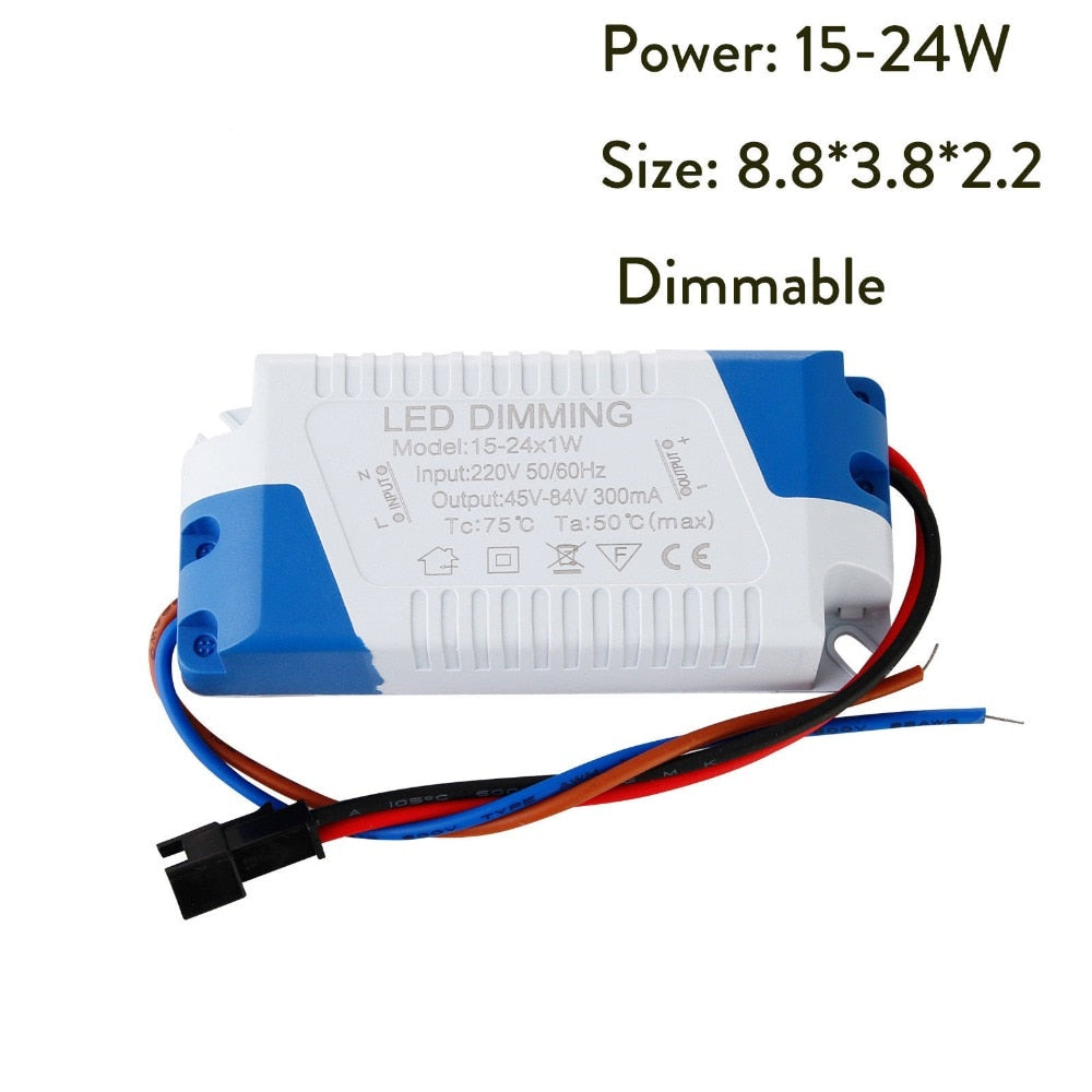 High Quality Dimmable 3W 5W 7W 8-10W 15W 15-24W Power Supply LED Driver Adapter Transformer 300mA For LED Downlight 85-265V