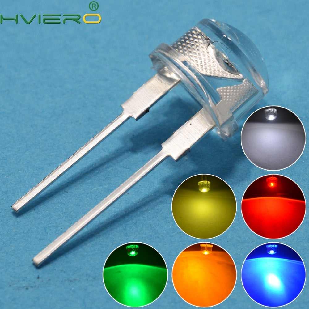 50pcs 8mm 0.5W white red yellow blue green Diode Led power straw hat lamp bead light emitting diodes Lamp bulb bright light