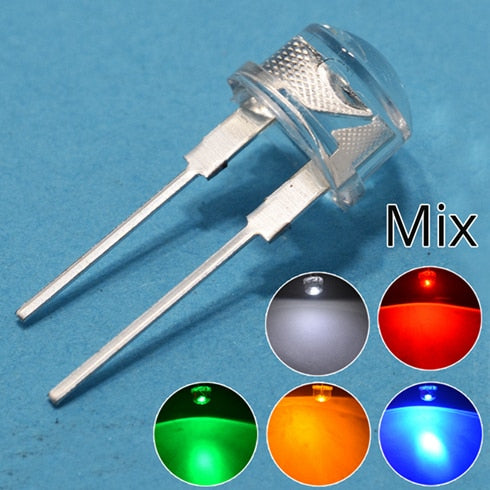 50pcs 8mm 0.5W white red yellow blue green Diode Led power straw hat lamp bead light emitting diodes Lamp bulb bright light