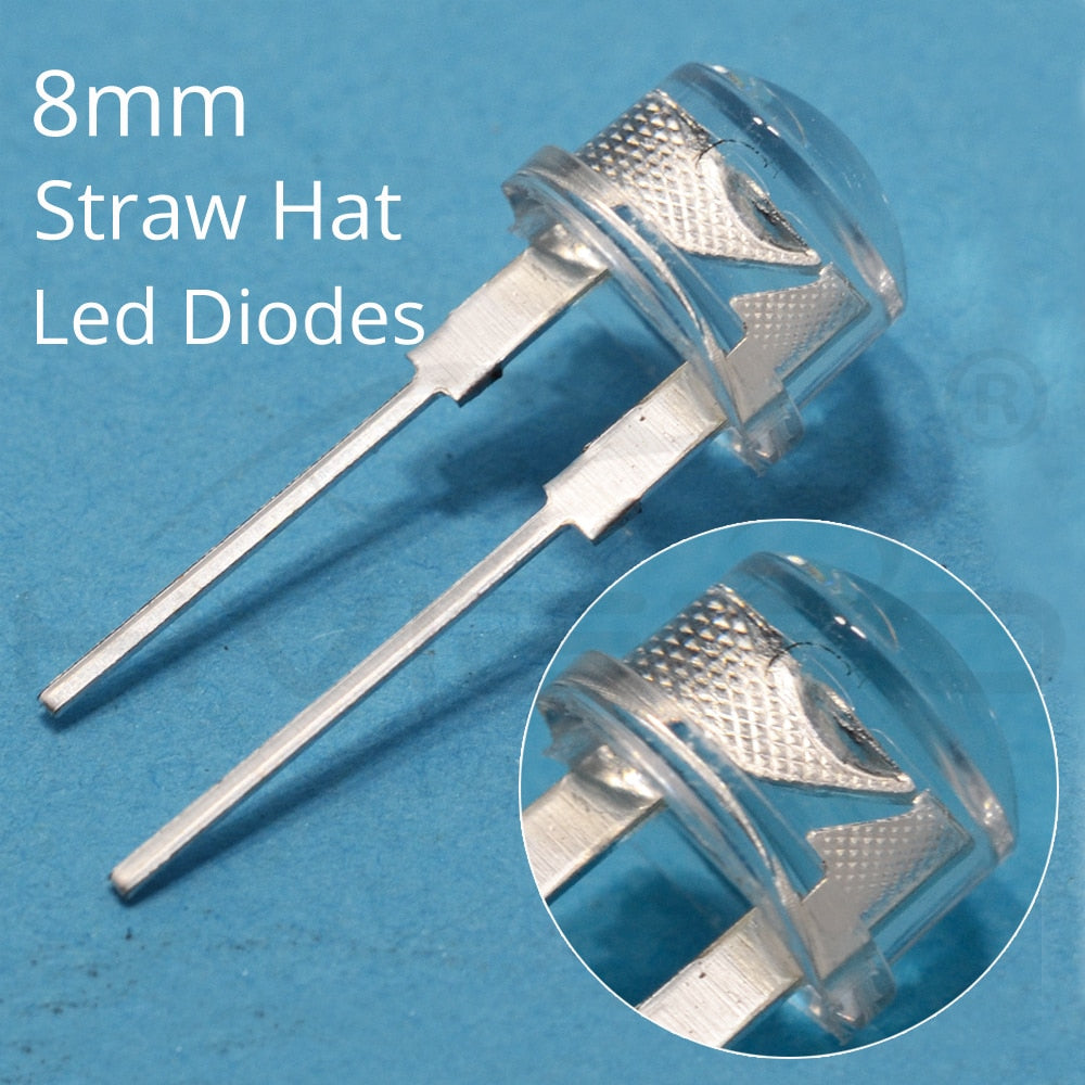 50pcs 8mm 0.5W white red yellow blue green Diode Led power straw hat lamp bead light emitting diodes Lamp bulb bright light
