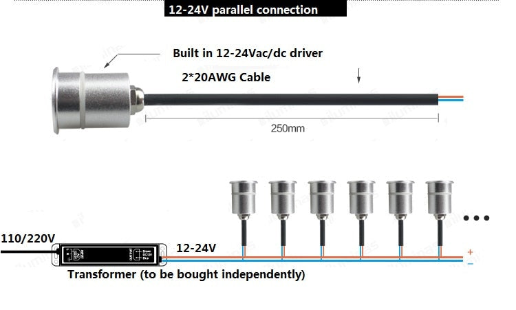 IP68 3W 1W LED Underground light Ground Garden Path Floor Lamp Outdoor Underground Buried Yard Lamp Landscape Light 85-265V DC12