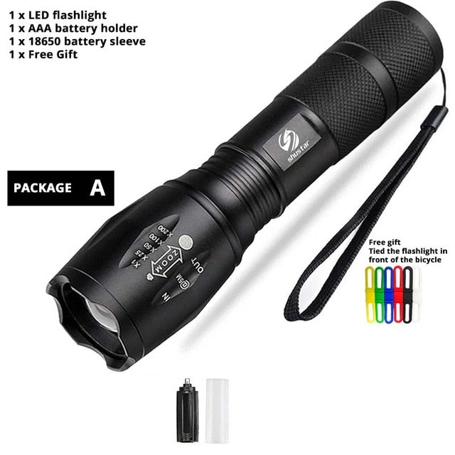 Led flashlight Ultra Bright torch T6/L2/V6 Camping light 5 switch Modes waterproof Zoomable Bicycle Light 18650 battery