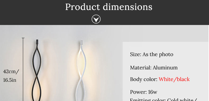 Modern Minimalist Wall Lamps Living Room Bedroom Bedside 16W AC96V-260V LED Sconce black white Lamp Aisle Lighting decoration