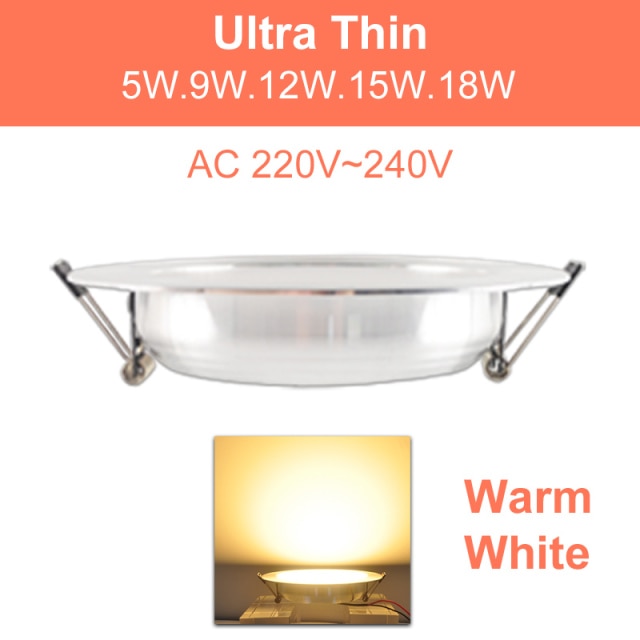 LED Downlight led spot 3W 5W 9W 15W 18W Silver White Ultra Thin Downlight AC110V 220V Led Bulb Bedroom Indoor LED Spot Lighting