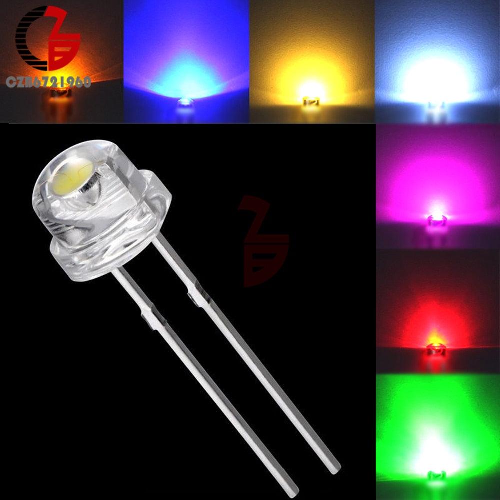 100Pcs 5mm Diode Straw Hat White Red Green Blue Yellow Purple Smd Smt Led Clear Super Bright Wide Angle Bulb 20000mcd Lamp - LED Lights For Sale : Affordable LED Solutions : Wholesale Prices