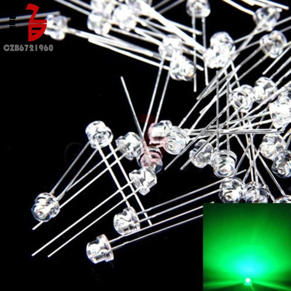 100Pcs 5mm Diode Straw Hat White Red Green Blue Yellow Purple Smd Smt Led Clear Super Bright Wide Angle Bulb 20000mcd Lamp - LED Lights For Sale : Affordable LED Solutions : Wholesale Prices