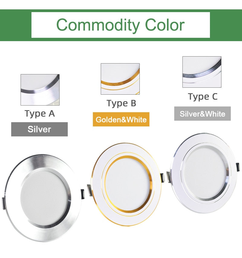 Kaguyahime LED Downlight Gold/Silver/White Ultra Thin Aluminum 3W 5W 9W 12W 15W 18W Down Light 220V Round Recessed Spot Lighting