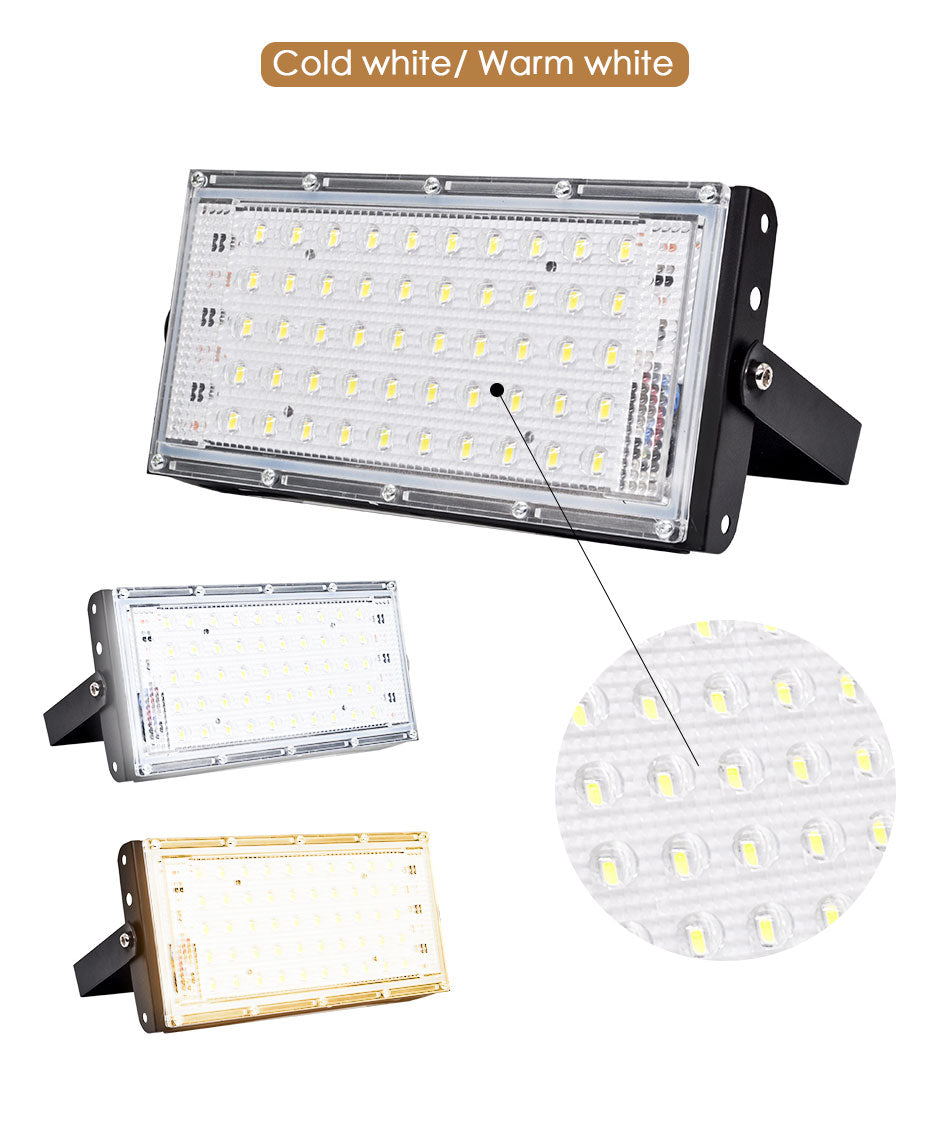 LED Floodlight Outdoor Spotlight 10W 50W Wall Washer Lamp Reflector IP65 Waterproof Lighting Garden RGB Flood Light AC 220V 240V