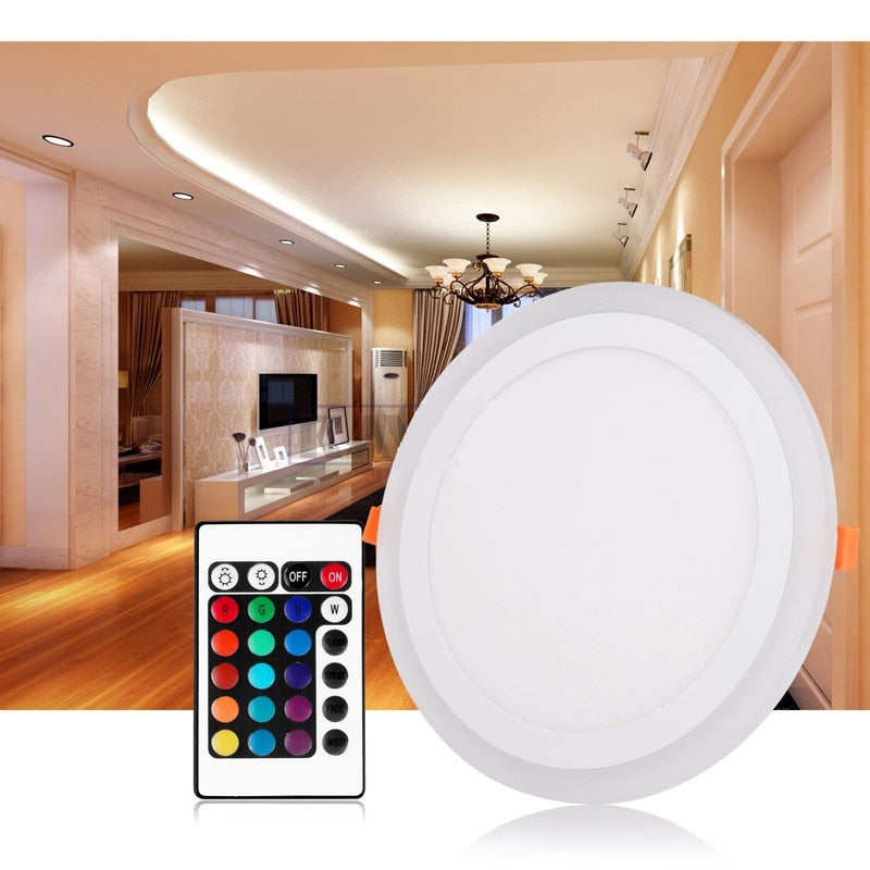 LED 6W 9W 16W 24W Ceiling Recessed panel Light Painel lamp home decoration round square Led Panel Downlight Blue+White 2 colors