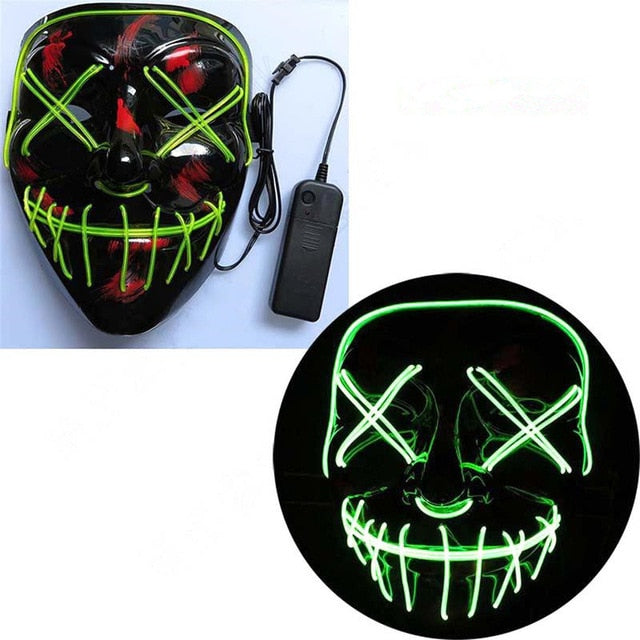Halloween Mask LED Maske Light Up Party Masks Neon Maska Cosplay Mascara Horror Mascarillas Glow In Dark Masque V for Vendetta