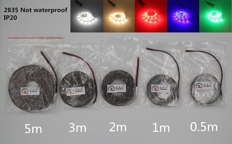 5m LED Strip 1m 2m 5m/pack SMD2835 Set Ultra Bright Light DC 12V Warm White Blue Red Green LED Ribbon Flexible lamp bulb