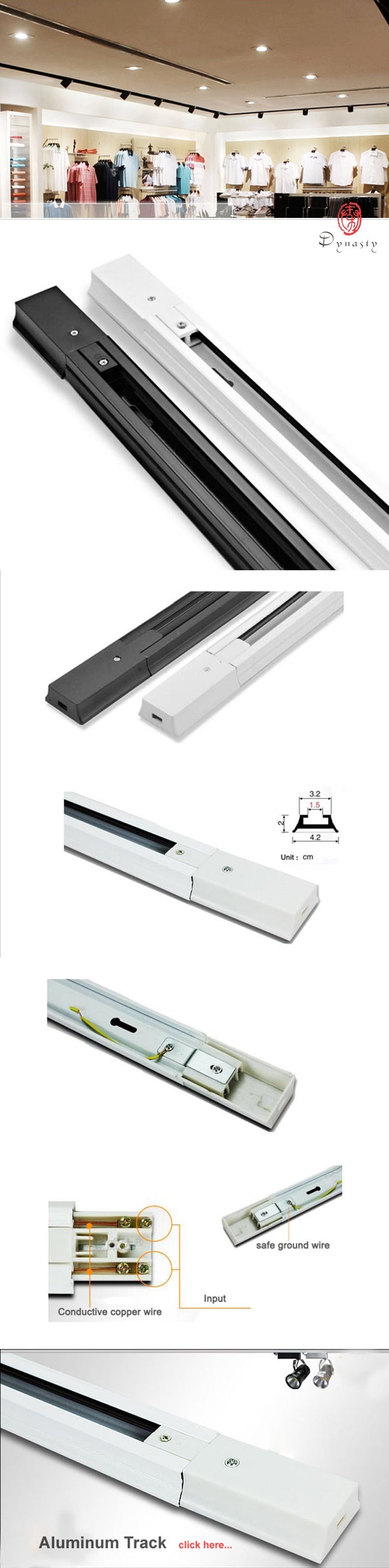 50CM Length Aluminum LED Track Line 0.5 Meter Slide LED Track Lights Rail Install Spotlight Base I&T Connector Assemble Dynasty