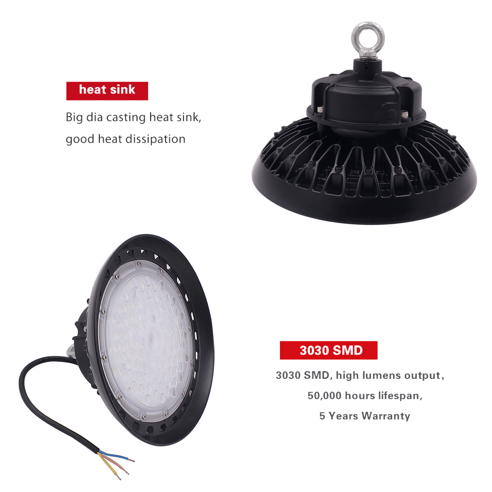UFO LED High Bay Lighting Industrial Spotlight 100W 150W 200W Ultra-thin Waterproof Commercial Workshop Lighting