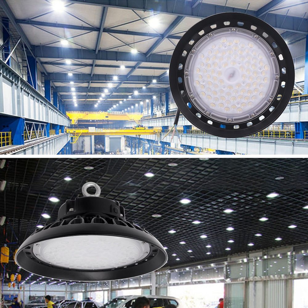 UFO LED High Bay Lighting Industrial Spotlight 100W 150W 200W Ultra-thin Waterproof Commercial Workshop Lighting