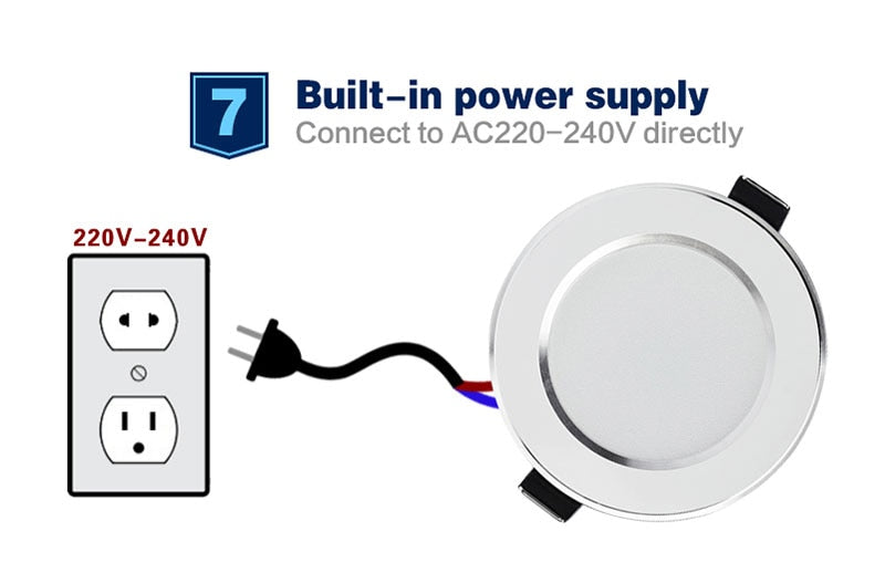 LED Downlight 3W 5W 7W 9W 12W 15W 18W Round Recessed Lamp 110V 220V 230V 240V Led Bulb Bedroom Kitchen Indoor LED Spot Lighting