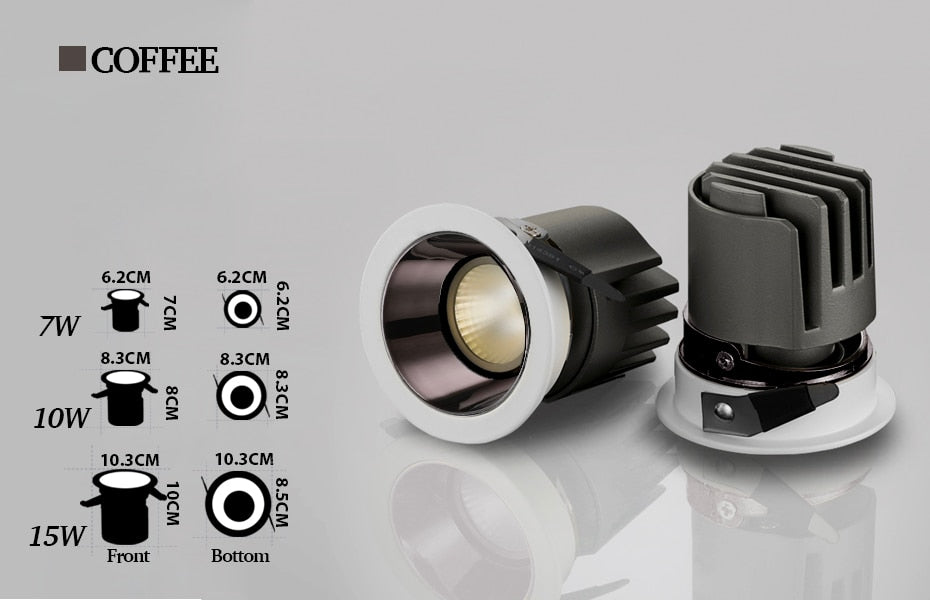 Led downlight 7w 9w 15w Gold/Chrome/Rose Gold/Coffee/Black led Spot Lighting foyer kitchen indoor lighting led ceiling