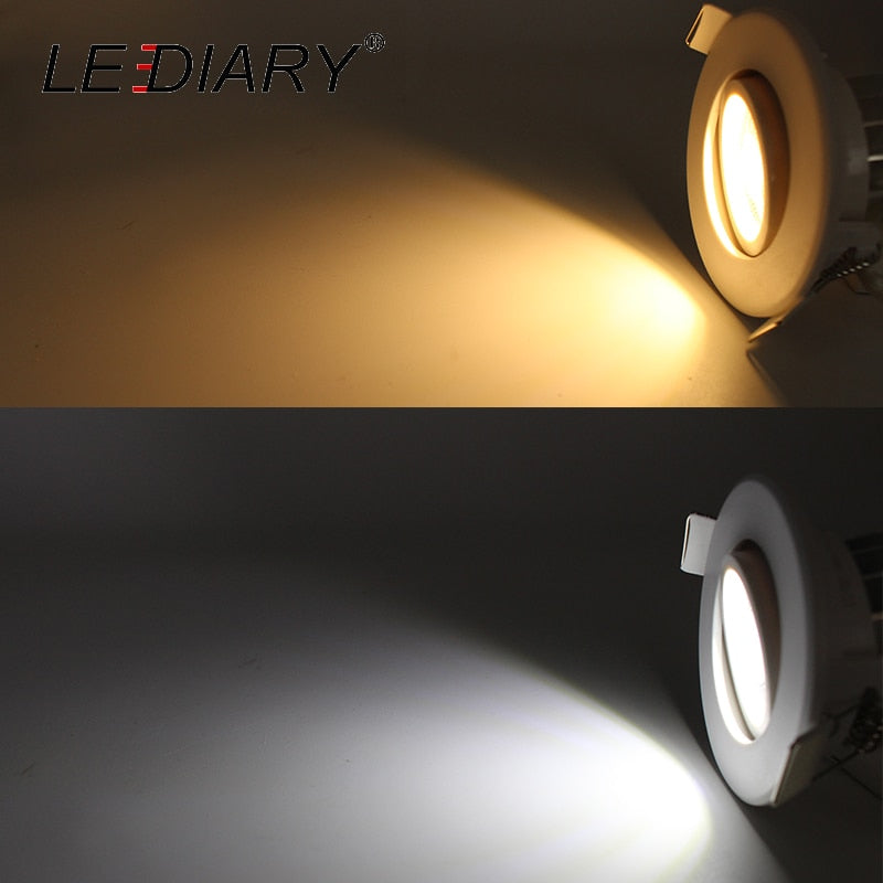 LEDIARY Round LED Recessed COB Downlights White Aluminum Spot Lamp Real 3W 100V-240V Angle Adjustable 55mm 2 Inch Cut Hole Size