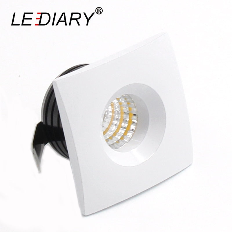 LEDIARY LED Mini Downlight 36-42mm Cut hole Square White Aluminum Recessed COB Downlight LED Spot Lamp 100-240V Isolated Driver