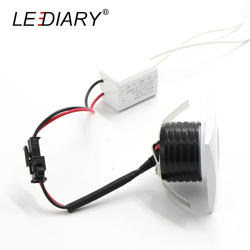LEDIARY LED Mini Downlight 36-42mm Cut hole Square White Aluminum Recessed COB Downlight LED Spot Lamp 100-240V Isolated Driver
