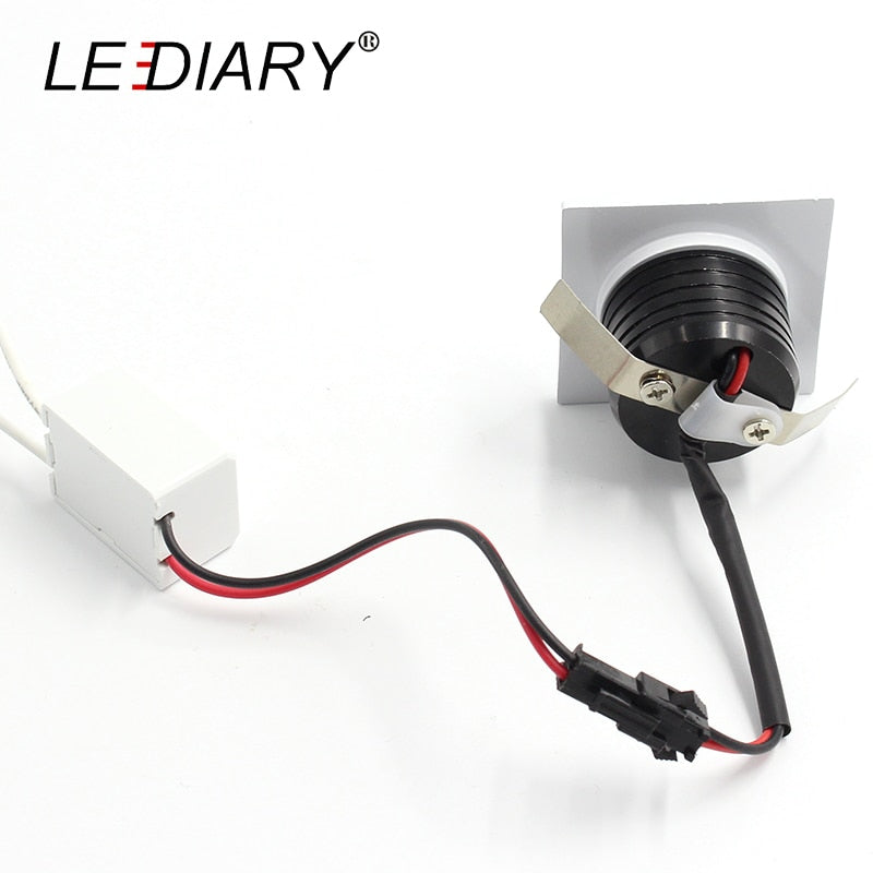 LEDIARY LED Mini Downlight 36-42mm Cut hole Square White Aluminum Recessed COB Downlight LED Spot Lamp 100-240V Isolated Driver