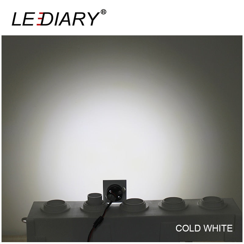 LEDIARY LED Mini Downlight 36-42mm Cut hole Square White Aluminum Recessed COB Downlight LED Spot Lamp 100-240V Isolated Driver