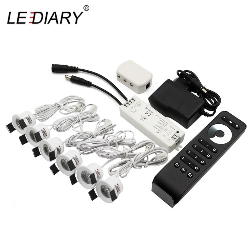 LEDIARY Spot LED Dimmable Downlight Remote Control Cabinet Lamp White 12V Mini Ceiling Downlights Recessed 1.5W 27mm Cut Hole