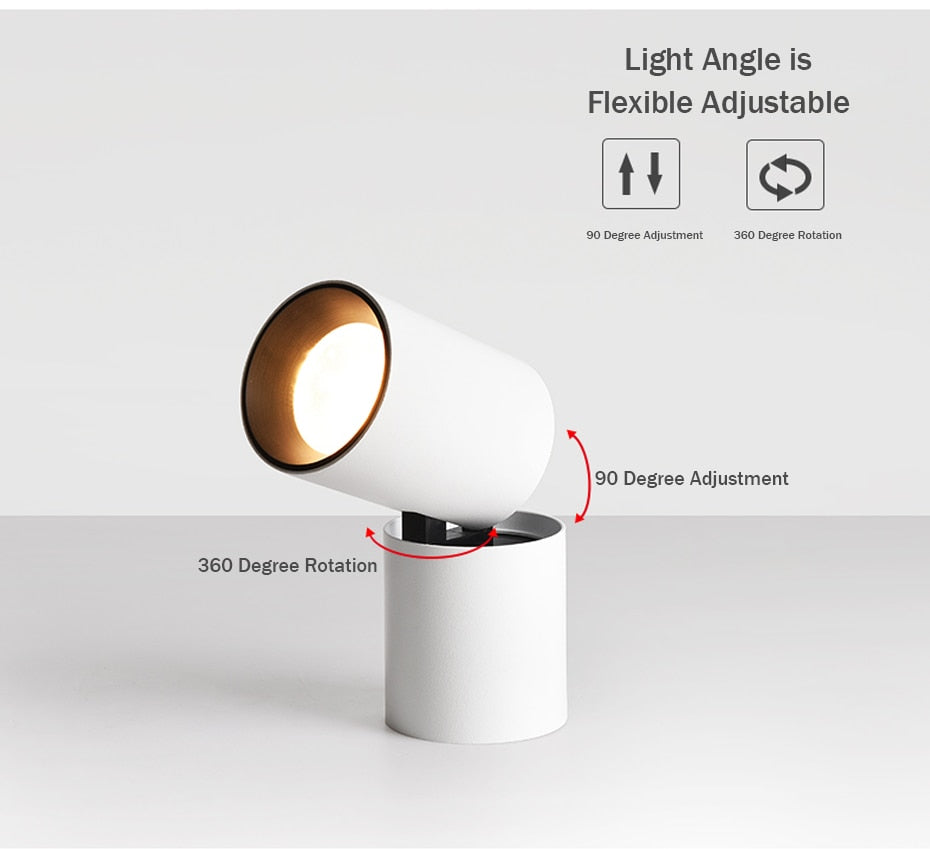 Led Surface Mounted Ceiling Downlight Adjustable 360 degrees Spot light for indoor Foyer, Living Room Kitchen AC90-260V