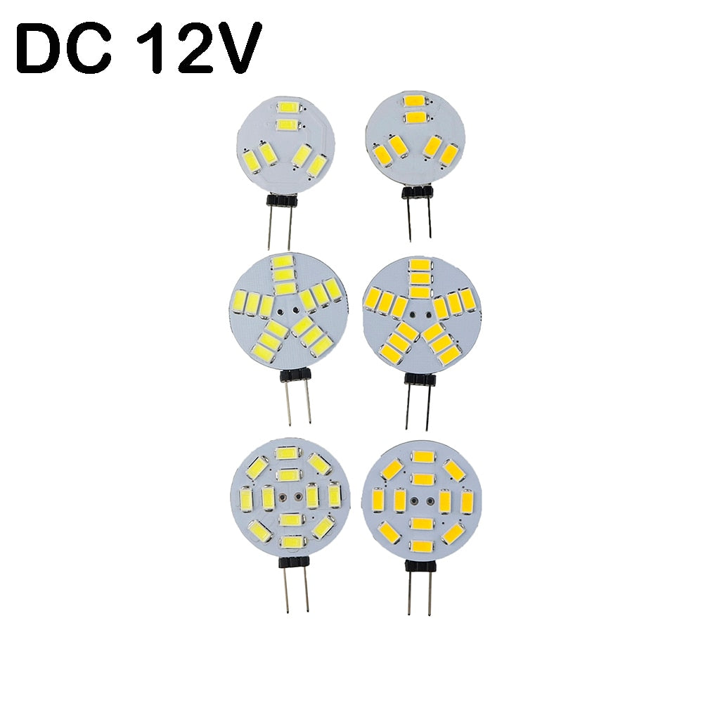 Led G4 Base Marine Camper RV 6/12/15leds 5730 SMD Round Range Led Bi-Pin chandelier Light Bulb 120 Degree DC 12V