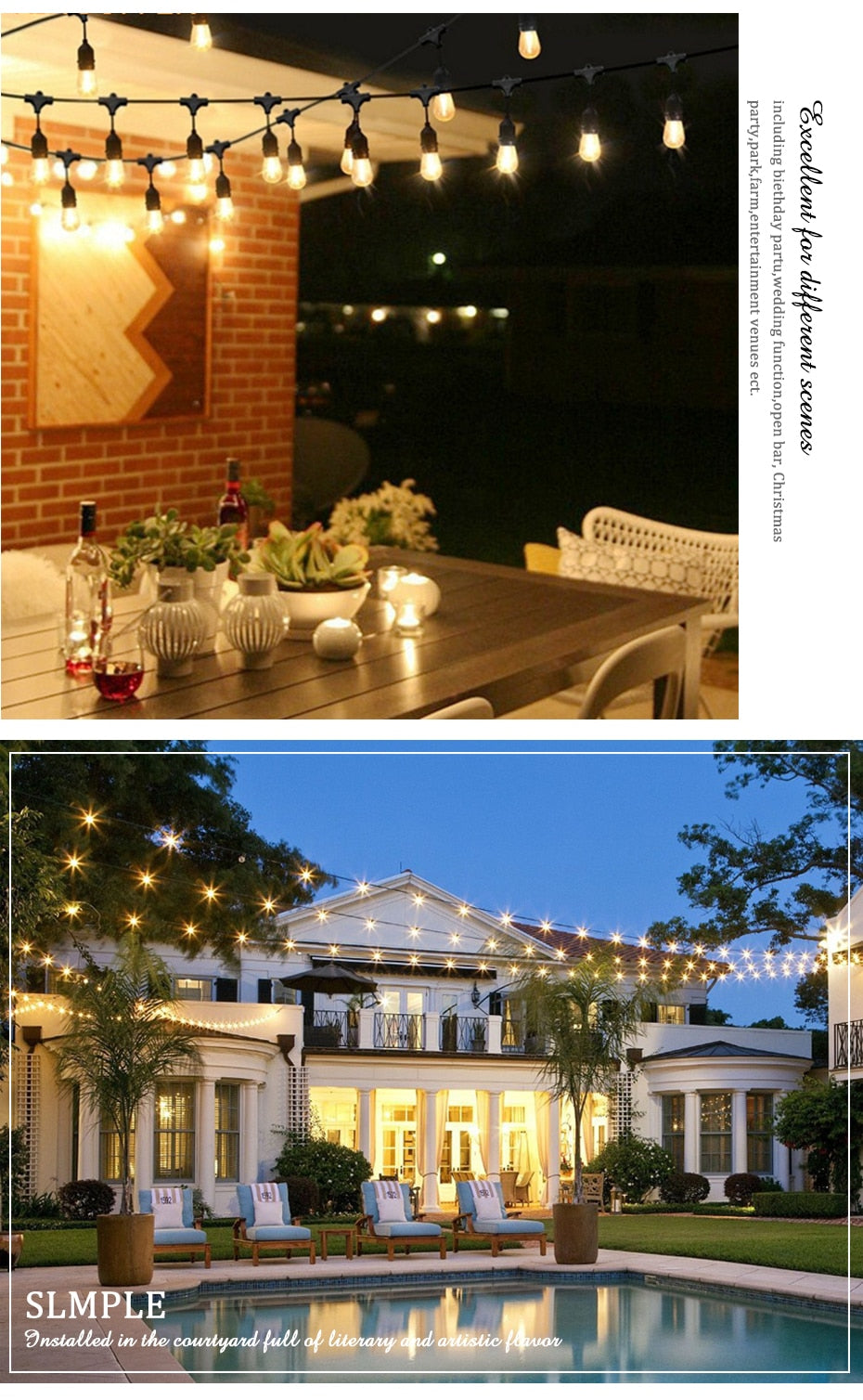 E27 LED Filament Bulb Light Retro Edison Transparent Housing Lamp 2W 110V/220V S14 led String replacement bulb home holiday deco