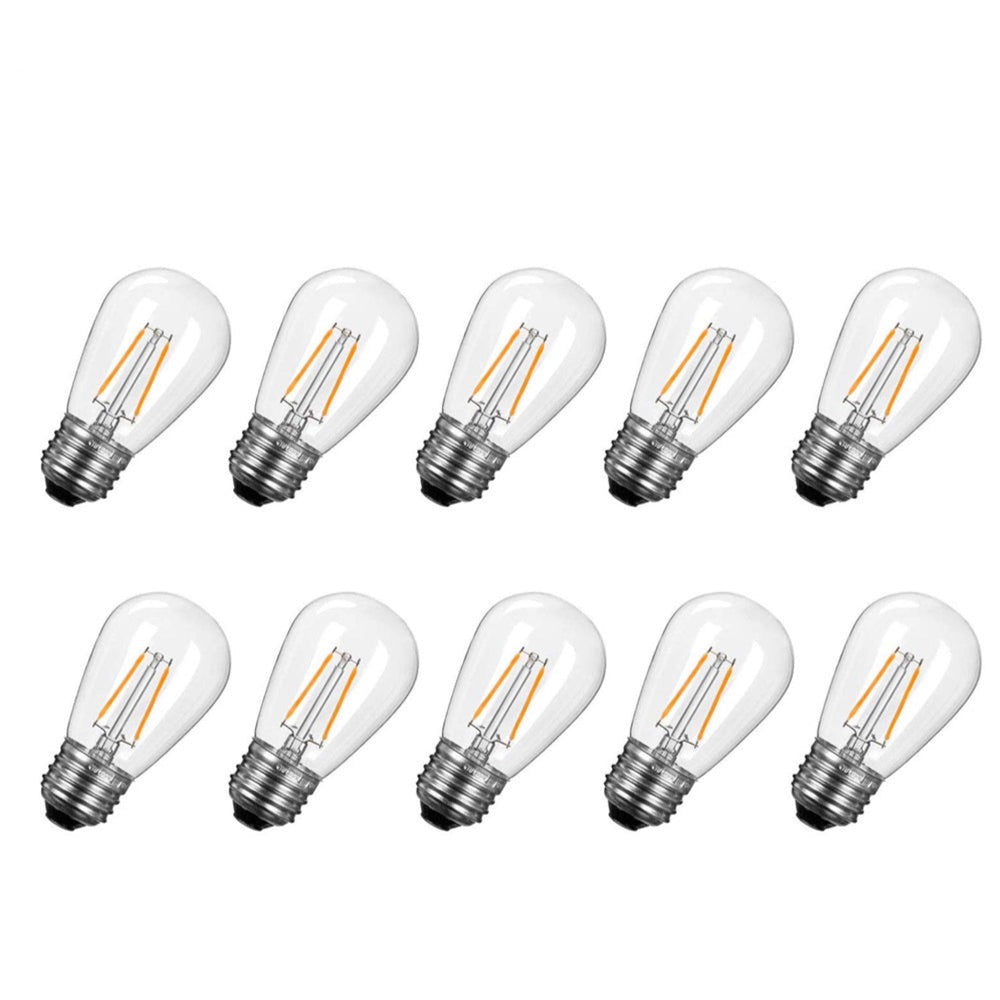10Pcs S14 2W 4W LED Edison Light Bulbs E27 Waterproof Vintage LED Filament Bulb for Outdoor Commercial String Light Replacement
