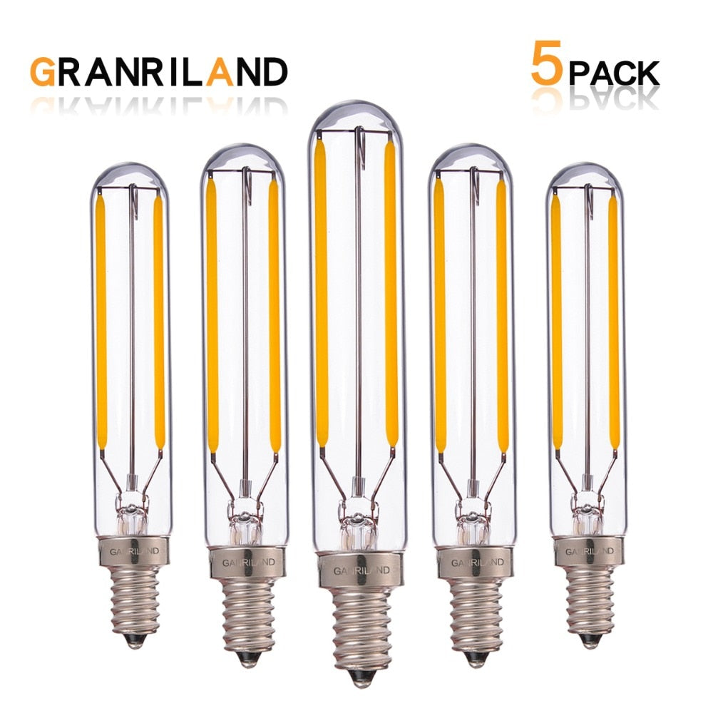 T20 T6 Tubular Lamp Retro LED Long Filament Bulbs 2W 2700K,E12 E14 110V 220VAC Chandelier Pendant Lighting Dimmable