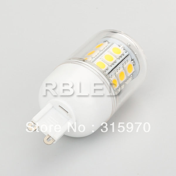 1pcs/lot G9 LED Bulb 5W 220-240VAC Warm White 27LEDs 3-CHIP SMD5050 T7 Eye Protected Bi-pin 360degree Corn Lamp