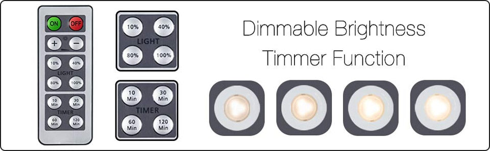 Touch Sensor LED Under Cabinets Lights Dimmable LED Puck Light For Kitchen Wardrobe Stair Closet Night Lamp Battery Powered