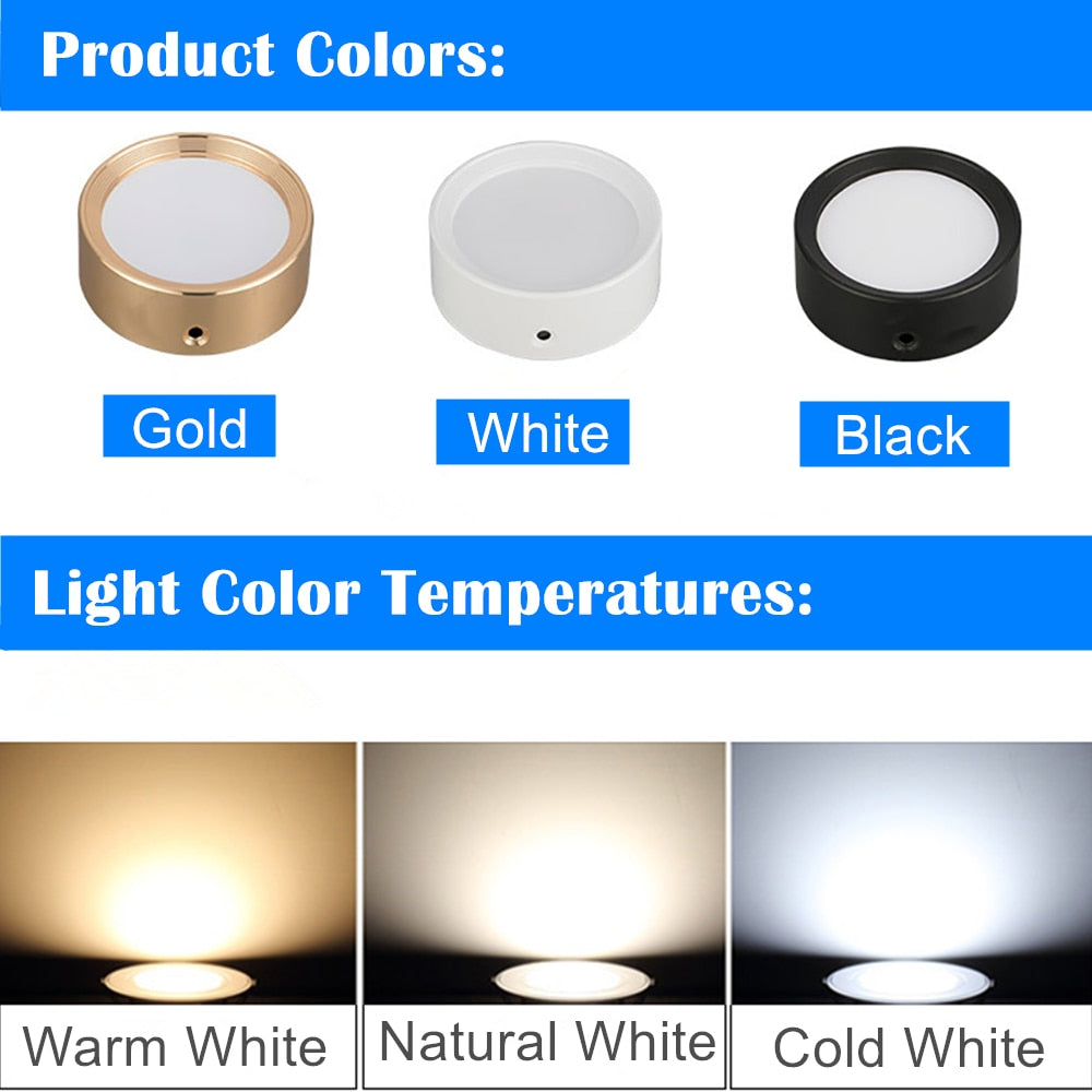 DBF Ultra-thin LED Surface Mount Ceiling Lamp 3W 5W 7W 9W Black/White/Gold Housing Ceiling Spot Lamp for Home Living room Decor
