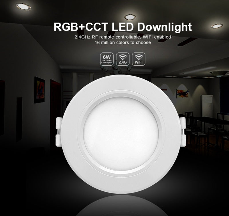 Milight FUT068 AC110V 220V 6W RGB+CCT LED downlight Dimmable 2.4G Wireles Smart Led Lamp Lighting