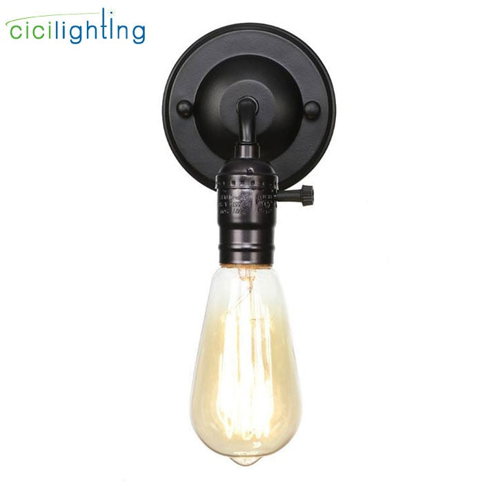 Pull chain switch scones led wall lights Chrome loft style retro vintage iron bedroom wall lamp bedside lampen stair wandlamp