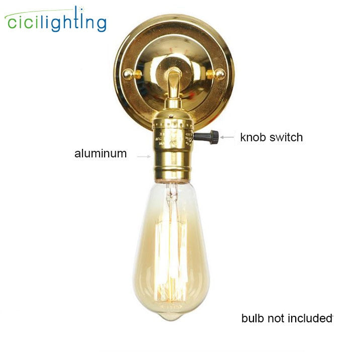Pull chain switch scones led wall lights Chrome loft style retro vintage iron bedroom wall lamp bedside lampen stair wandlamp
