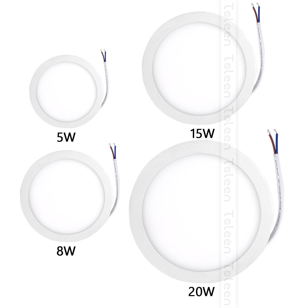 Ultra Bright 6W 8W 15W 20W Led Ceiling Recessed Downlight Round/Square Panel light 1800Lm Led Panel Bulb Lamp Light Cool White