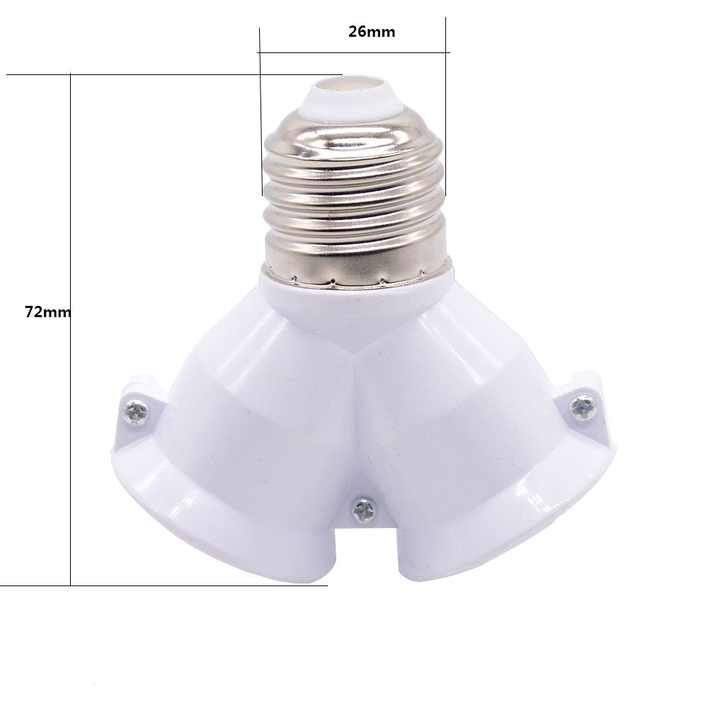 White Color 1Pcs Fireproof Material Converter Socket Conversion Light Bulb Base E27 To 2 E27 Lamp Holder Converter