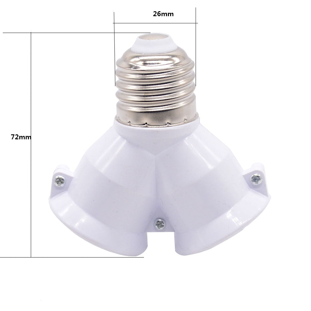 White Color 1Pcs Fireproof Material Converter Socket Conversion Light Bulb Base E27 To 2 E27 Lamp Holder Converter
